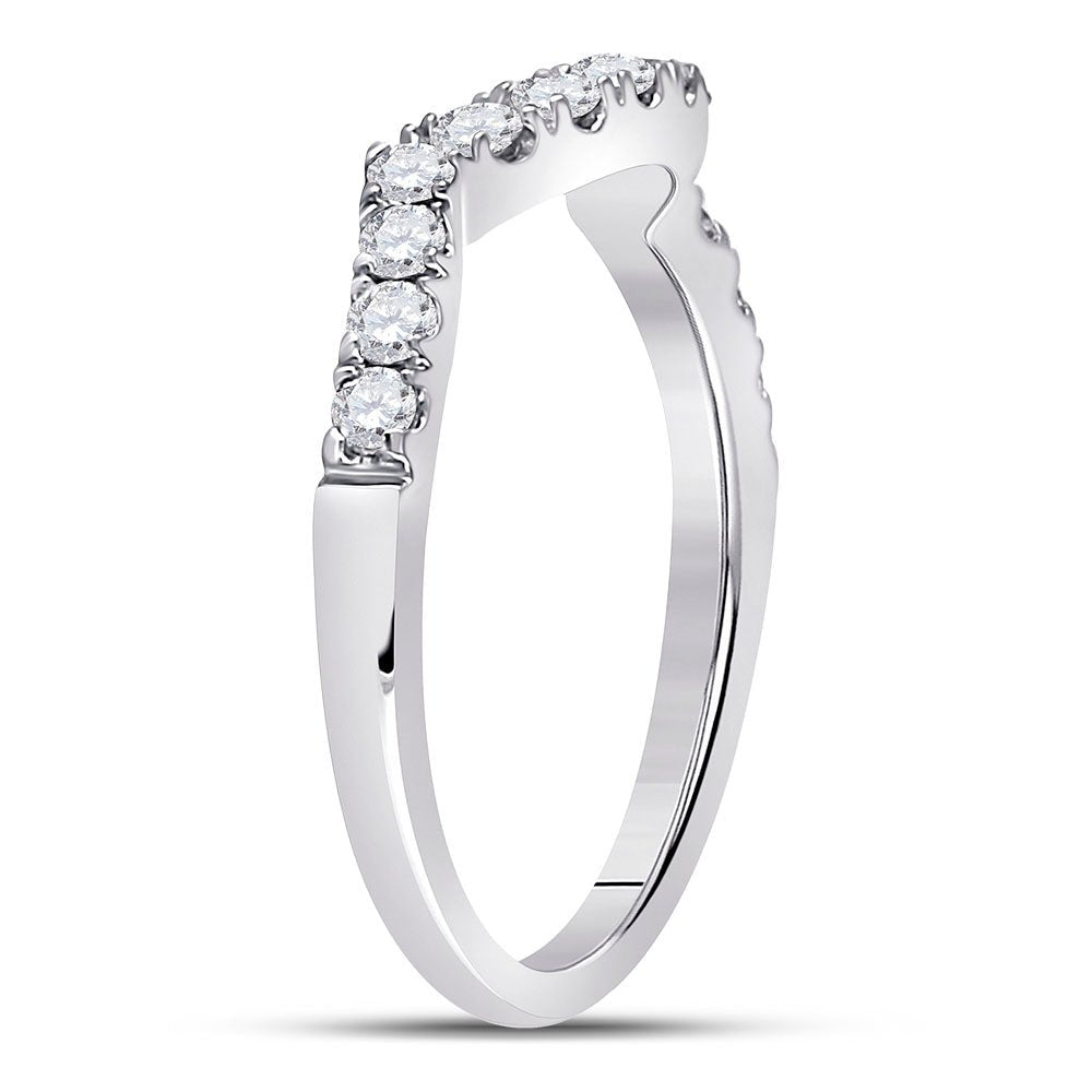 14K White Gold Round Diamond Women's Wrap Ring Guard Enhancer 1/2 Cttw - Splendid Jewellery