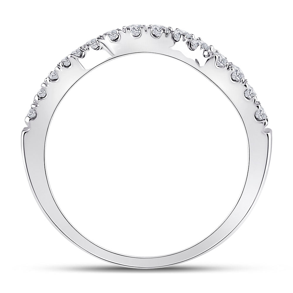 14K White Gold Round Diamond Women's Wrap Ring Guard Enhancer 1/2 Cttw - Splendid Jewellery
