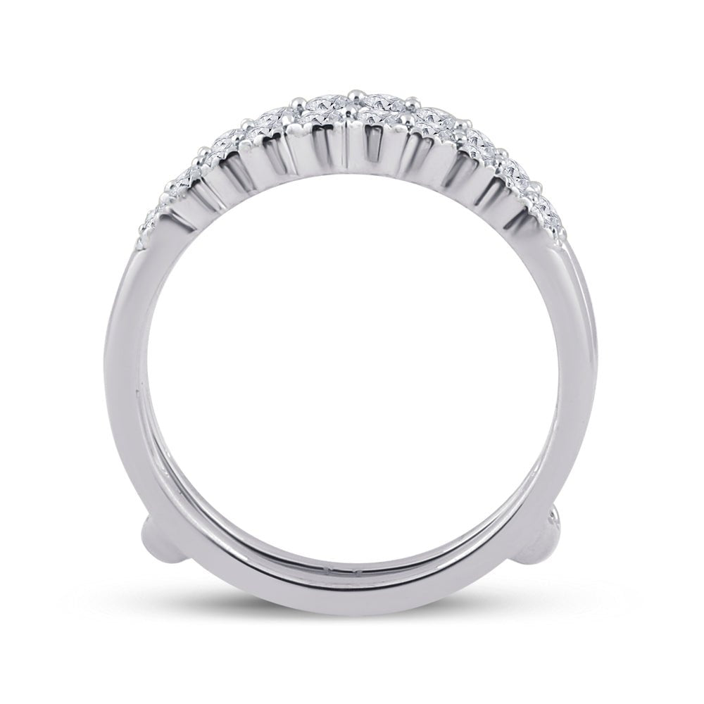 14K White Gold Round Diamond Women's Wrap Ring Guard Enhancer 1/2 Cttw - Splendid Jewellery
