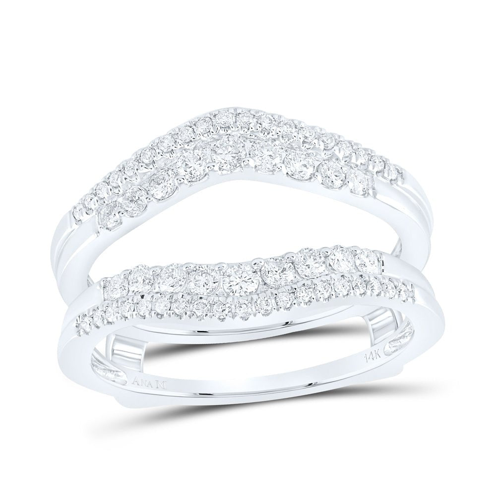 14K White Gold Round Diamond Women's Wrap Ring Guard Enhancer 1/2 Cttw - Splendid Jewellery