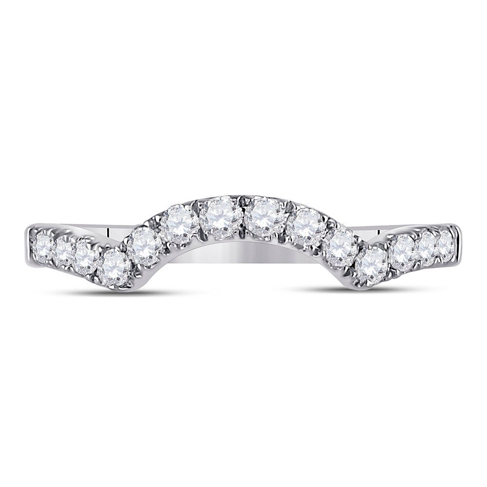 14K White Gold Round Diamond Women's Wrap Ring Guard Enhancer 1/2 Cttw - Splendid Jewellery