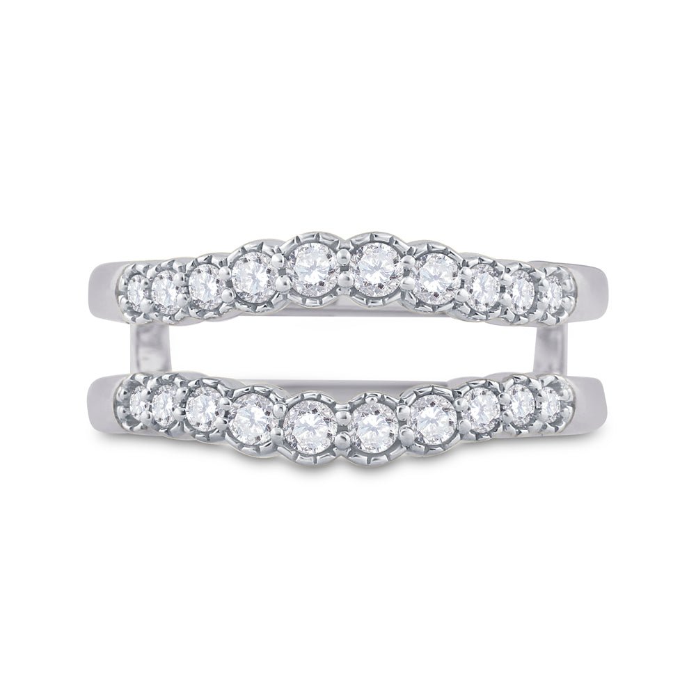14K White Gold Round Diamond Women's Wrap Ring Guard Enhancer 1/2 Cttw - Splendid Jewellery