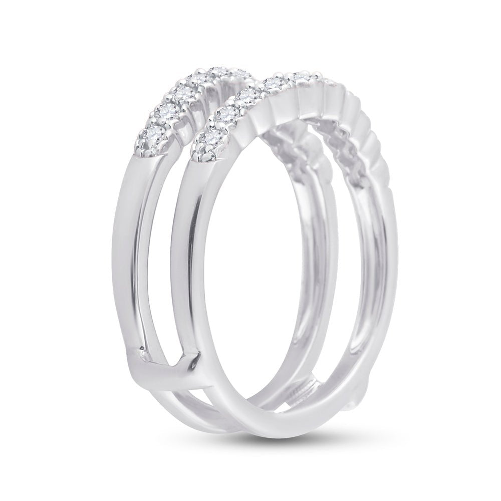 14K White Gold Round Diamond Women's Wrap Ring Guard Enhancer 1/2 Cttw - Splendid Jewellery
