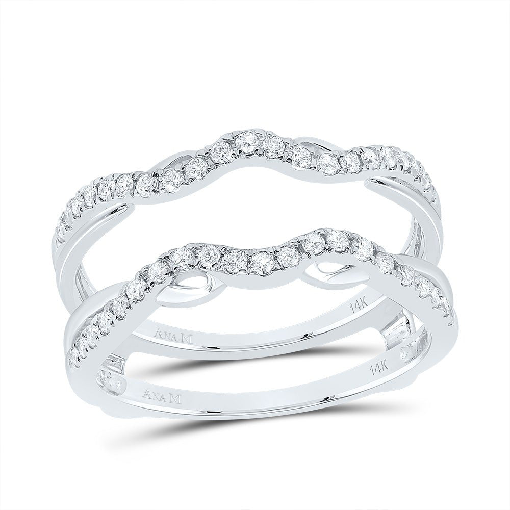 14K White Gold Round Diamond Women's Wrap Ring Guard Enhancer 1/3 Cttw - Splendid Jewellery