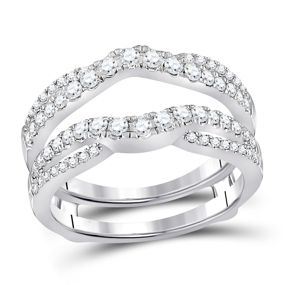 14K White Gold Round Diamond Women's Wrap Ring Guard Enhancer 5/8 Cttw - Splendid Jewellery