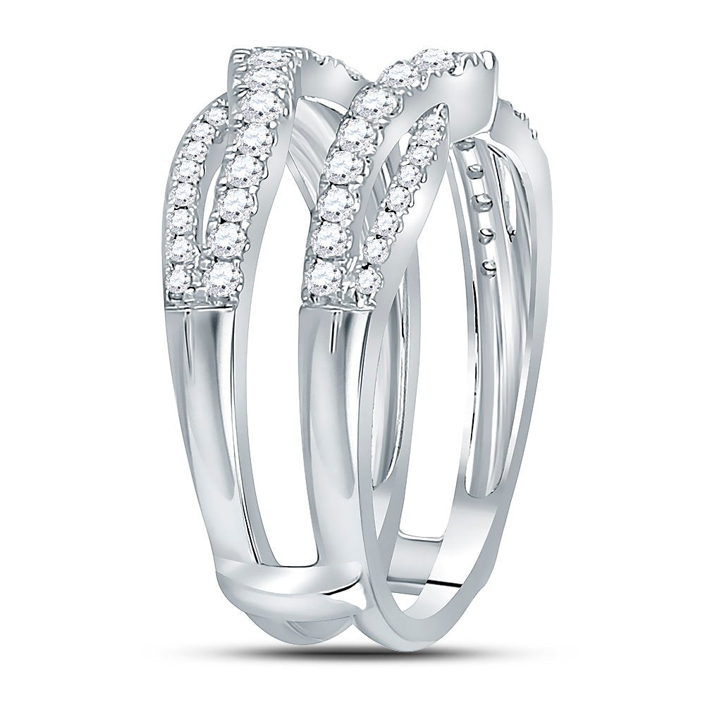 14K White Gold Round Diamond Women's Wrap Ring Guard Enhancer 5/8 Cttw - Splendid Jewellery