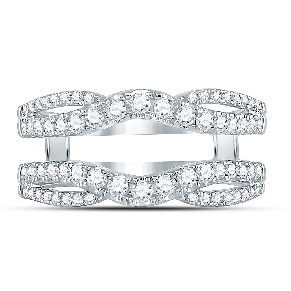14K White Gold Round Diamond Women's Wrap Ring Guard Enhancer 5/8 Cttw - Splendid Jewellery