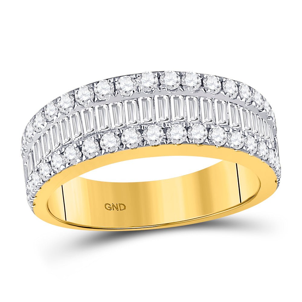 14K Yellow Gold Baguette Diamond Fashion Anniversary Ring 1 1 1/2 Cttw - Splendid Jewellery