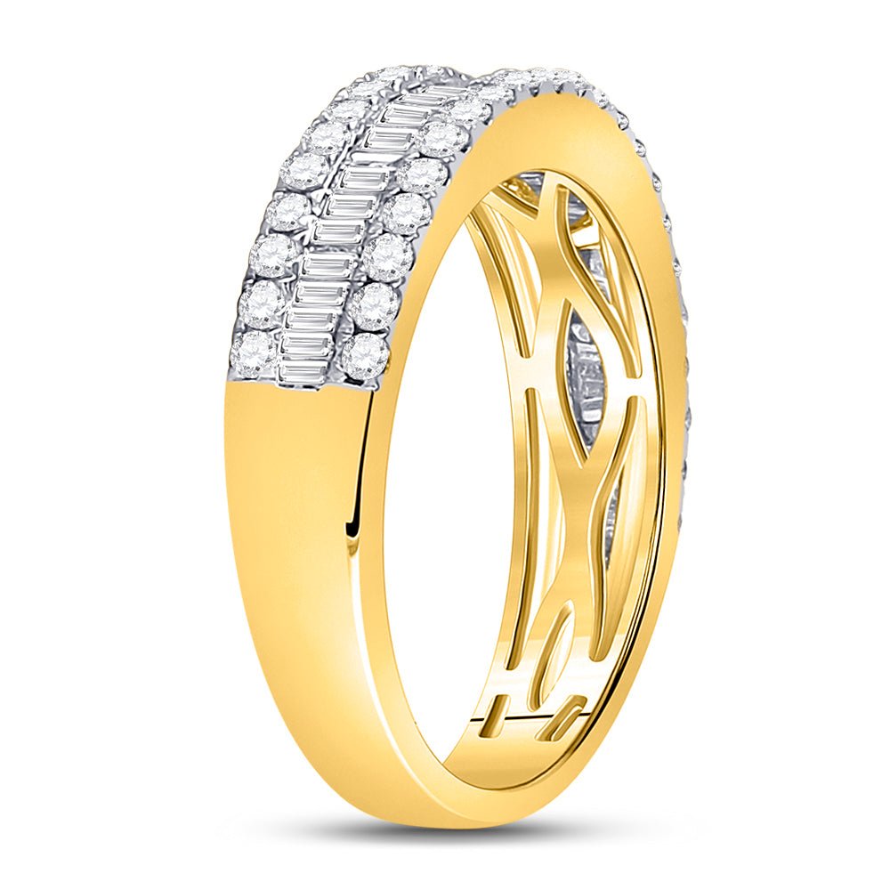 14K Yellow Gold Baguette Diamond Fashion Anniversary Ring 1 Cttw - Splendid Jewellery