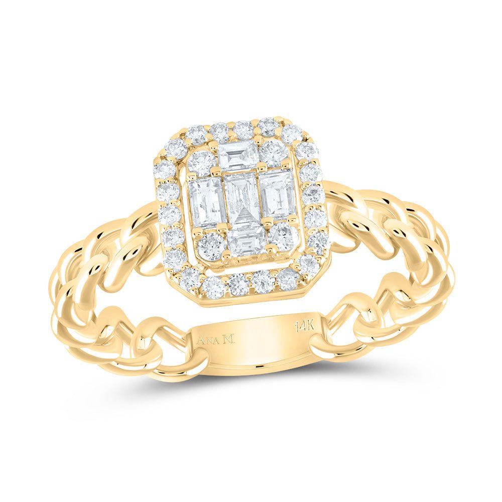 14K Yellow Gold Diamond Cushion Designer Ring 3/8 Cttw - Splendid Jewellery