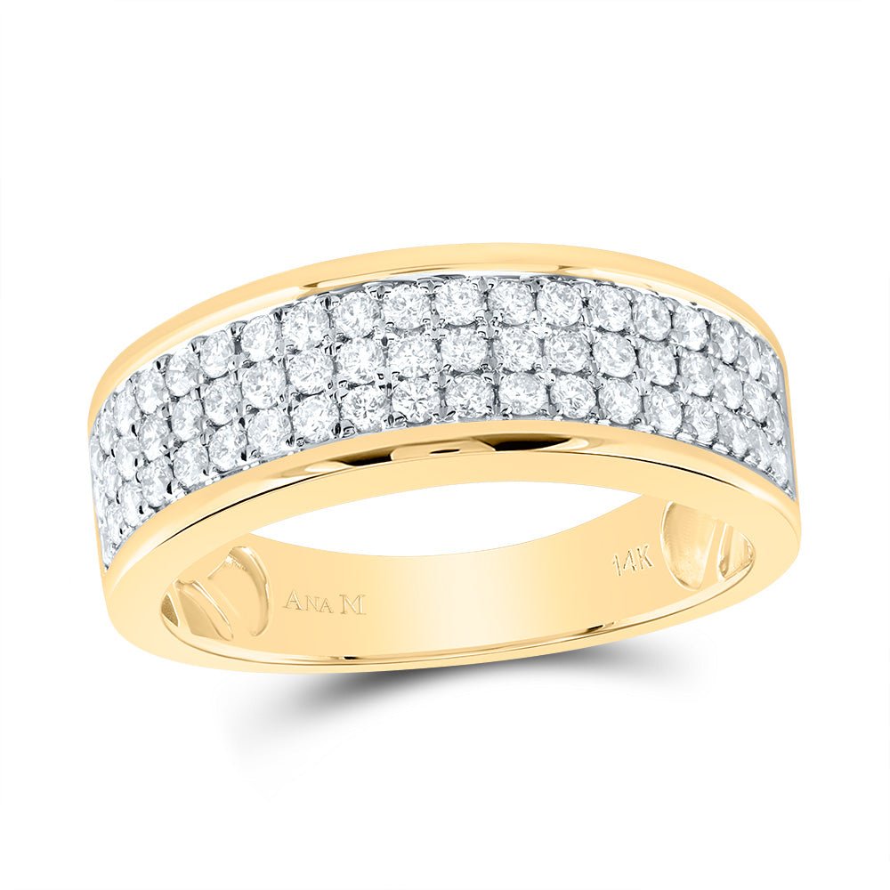 14K Yellow Gold Diamond Cushion Trio Ring Set 2 3/8 Cttw - Splendid Jewellery