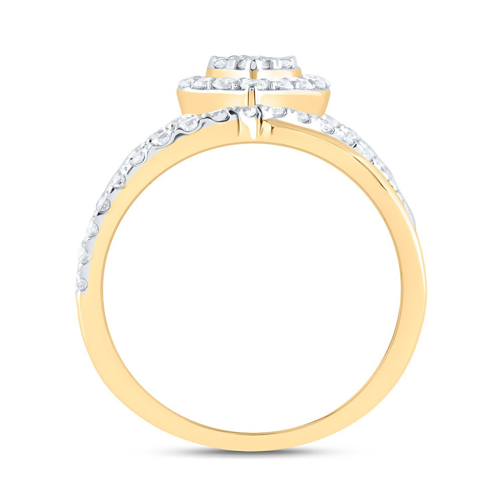 14K Yellow Gold Diamond Designer Ring 1 1/2 Cttw - Splendid Jewellery
