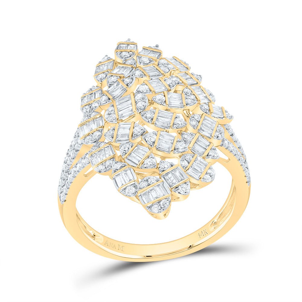 14K Yellow Gold Diamond Designer Ring 1 Cttw - Splendid Jewellery
