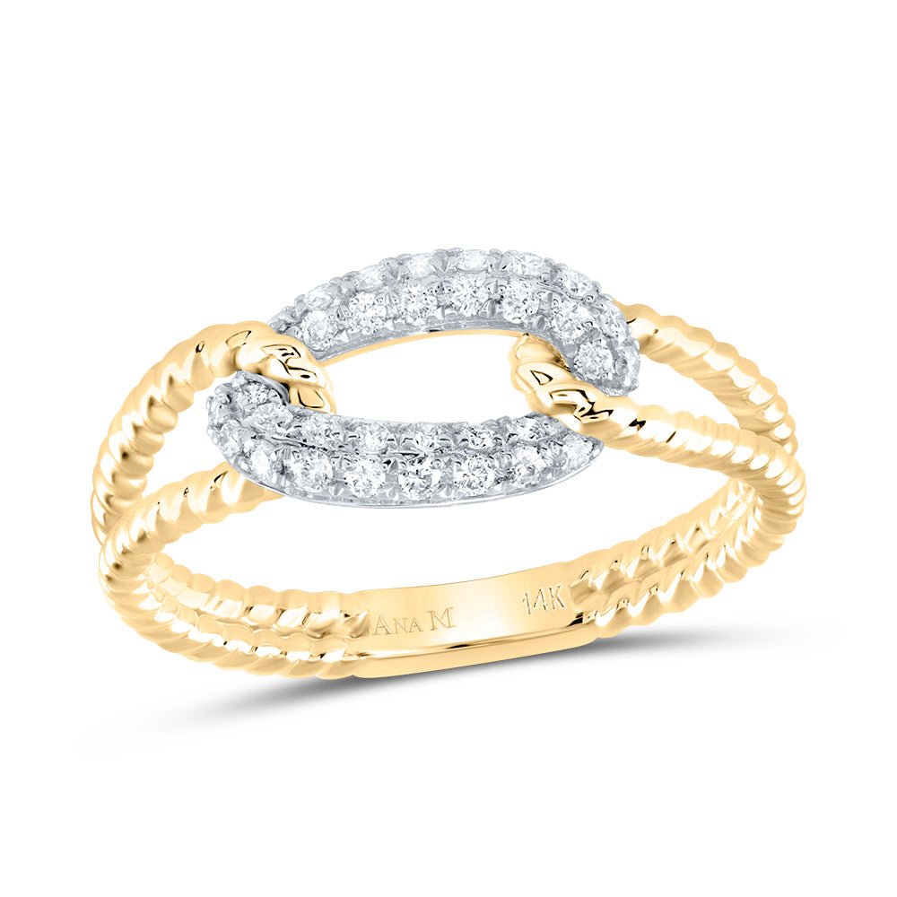 14K Yellow Gold Diamond Designer Ring 1/5 Cttw - Splendid Jewellery