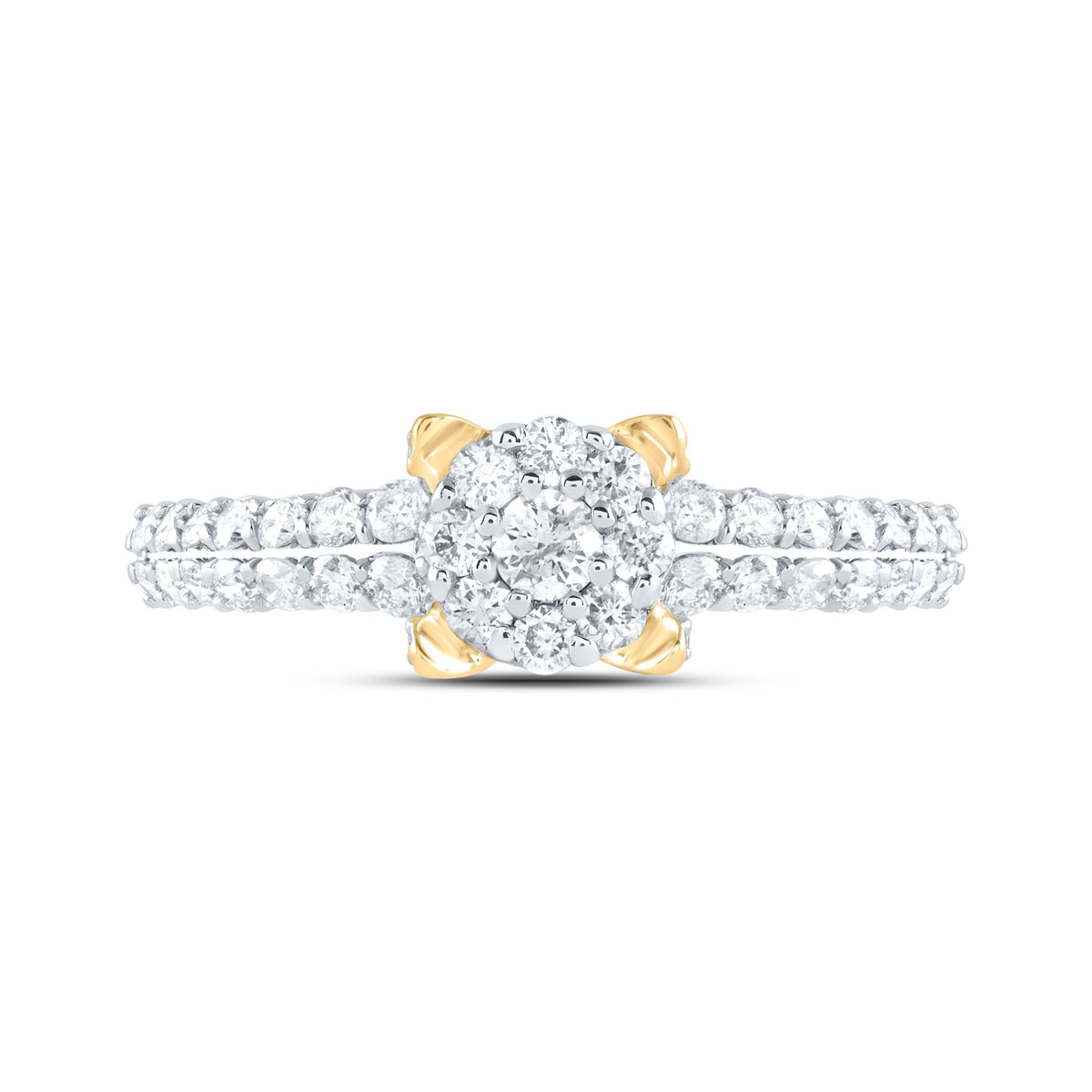 14K Yellow Gold Diamond Designer Ring 3/4 Cttw - Splendid Jewellery