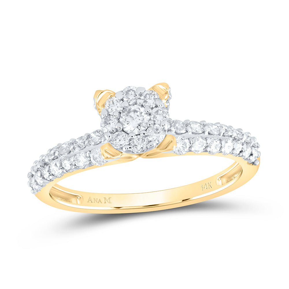 14K Yellow Gold Diamond Designer Ring 3/4 Cttw - Splendid Jewellery
