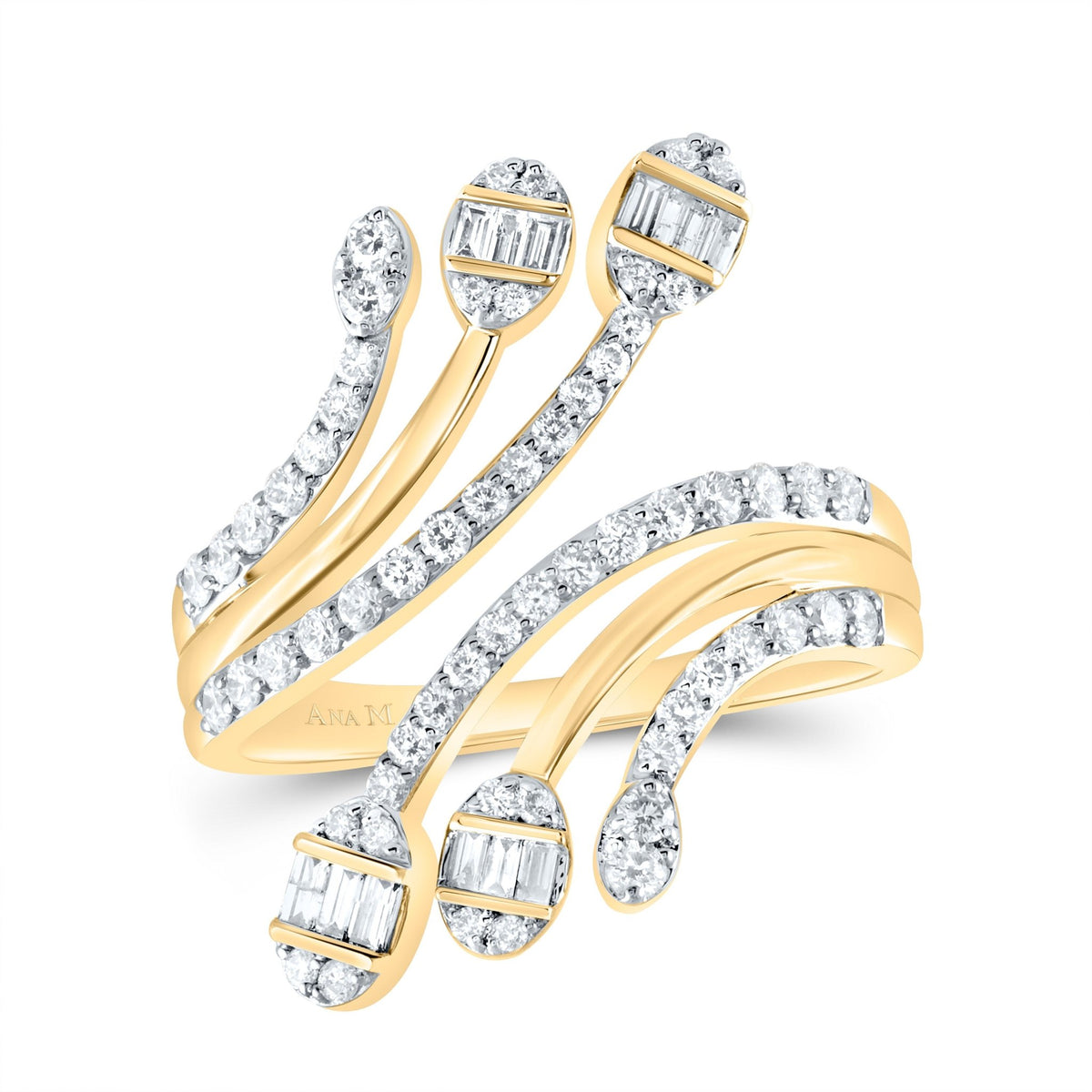 14K Yellow Gold Diamond Designer Ring 3/4 Cttw - Splendid Jewellery