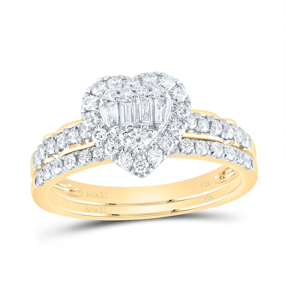 14K Yellow Gold Diamond Diana Heart Bridal Set 5/8 Cttw - Splendid Jewellery