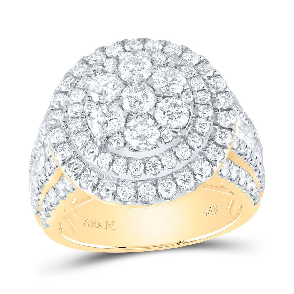 14K Yellow Gold Diamond Double Halo Fashion Bridal Ring 3 Cttw - Splendid Jewellery