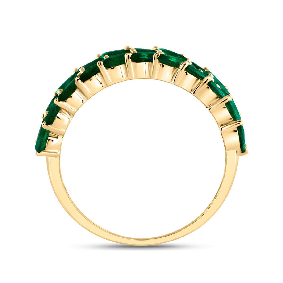 14K Yellow Gold Diamond Emerald Gemstone Ring 1/3 Cttw - Splendid Jewellery