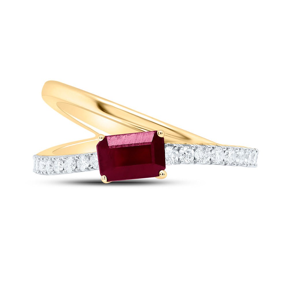 14K Yellow Gold Diamond Emerald Ruby Gemstone Women's Ring 1/3 Cttw - Splendid Jewellery