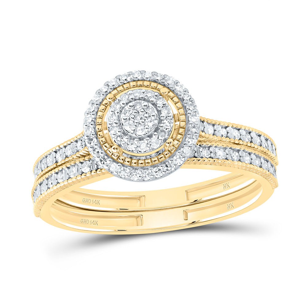 14K Yellow Gold Diamond Fashion Bridal Set 1/3 Cttw - Splendid Jewellery