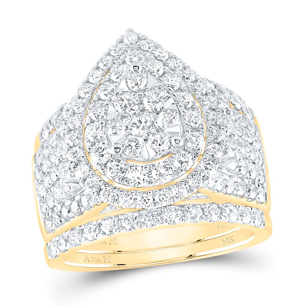 14K Yellow Gold Diamond Fashion Bridal Set 2 3/4 Cttw - Splendid Jewellery