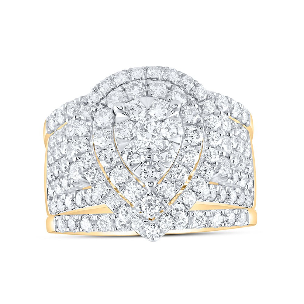 14K Yellow Gold Diamond Fashion Bridal Set 2 3/4 Cttw - Splendid Jewellery