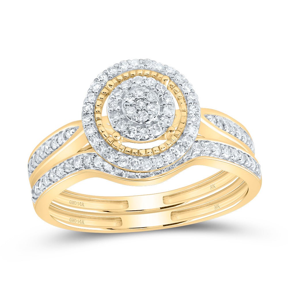 14K Yellow Gold Diamond Fashion Bridal Set 3/8 Cttw - Splendid Jewellery