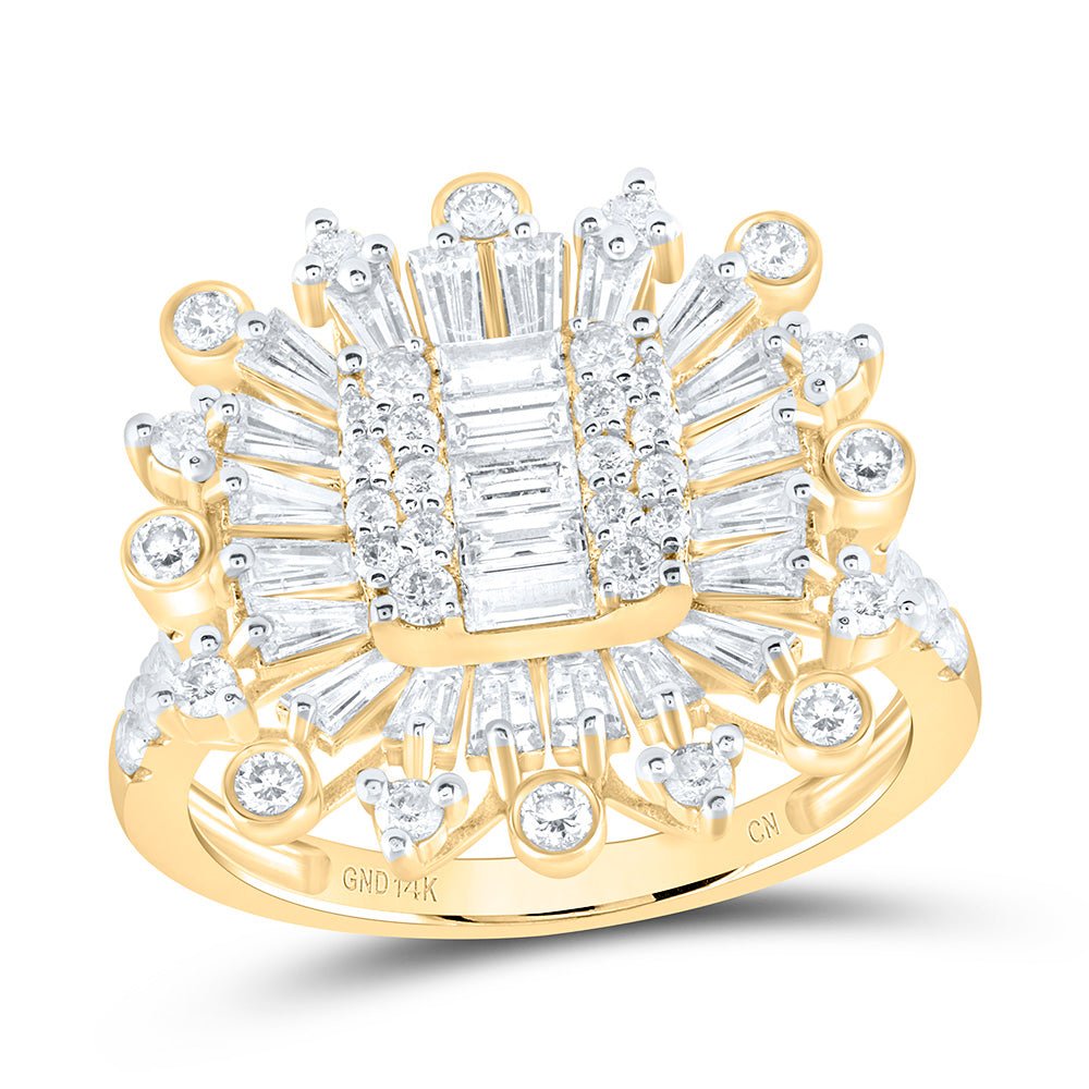 14K Yellow Gold Diamond Fashion Cushion Ring 1 3/4 Cttw - Splendid Jewellery