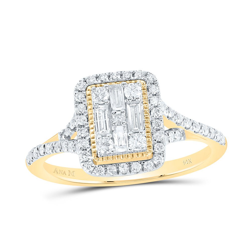 14K Yellow Gold Diamond Fashion Emerald Baguette Ring 1/2 Cttw - Splendid Jewellery
