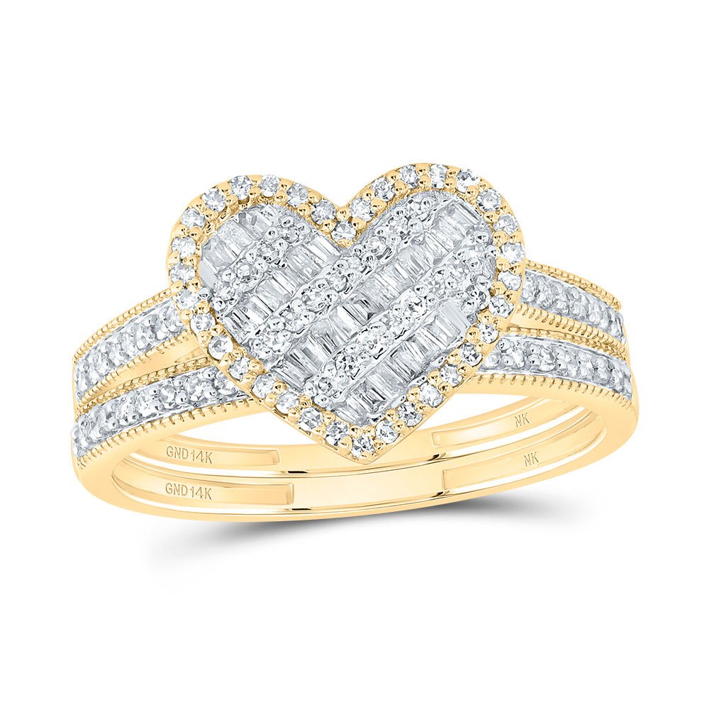14K Yellow Gold Diamond Fashion Heart Bridal Set 1/2 Cttw - Splendid Jewellery