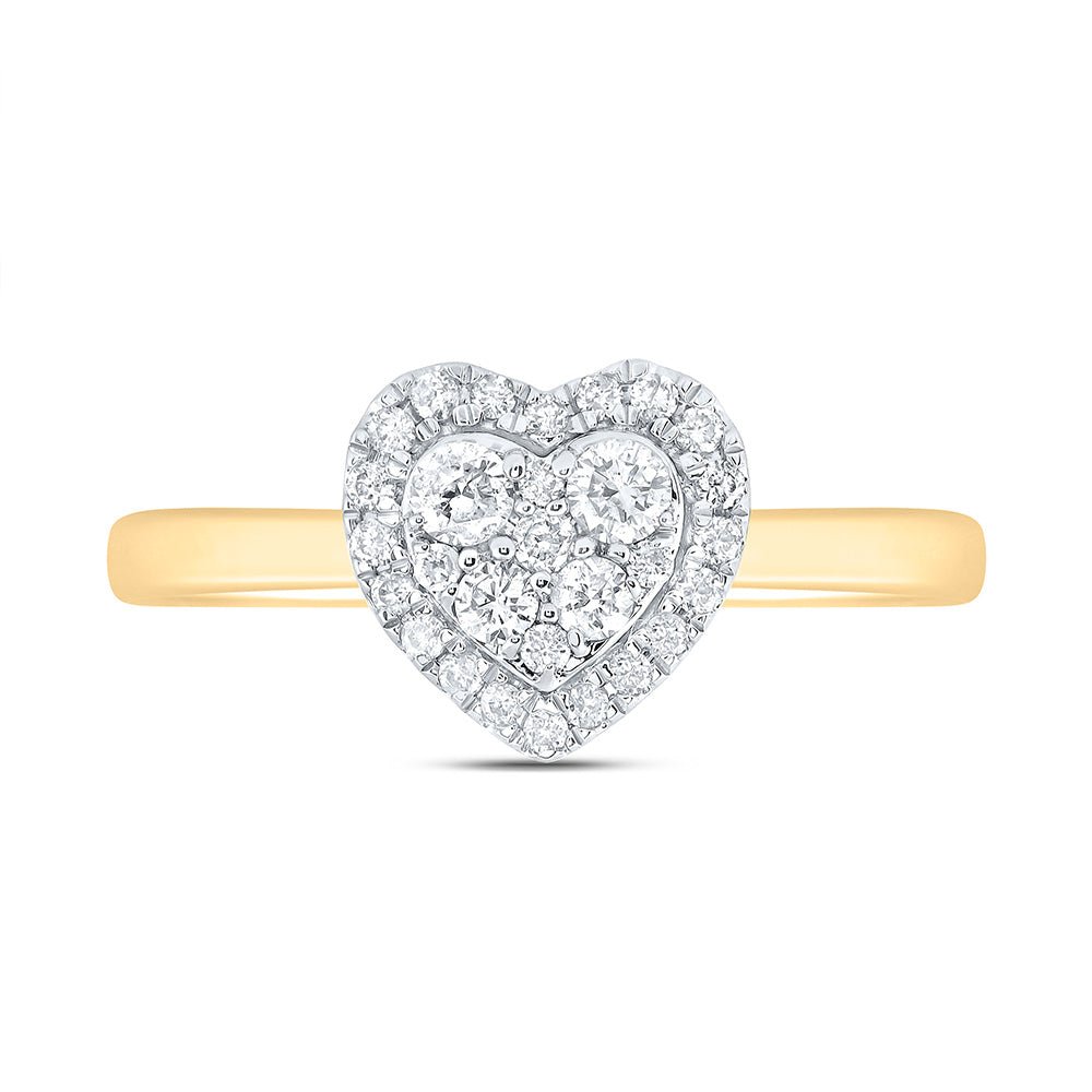 14K Yellow Gold Diamond Fashion Heart Ring 1/3 Cttw - Splendid Jewellery