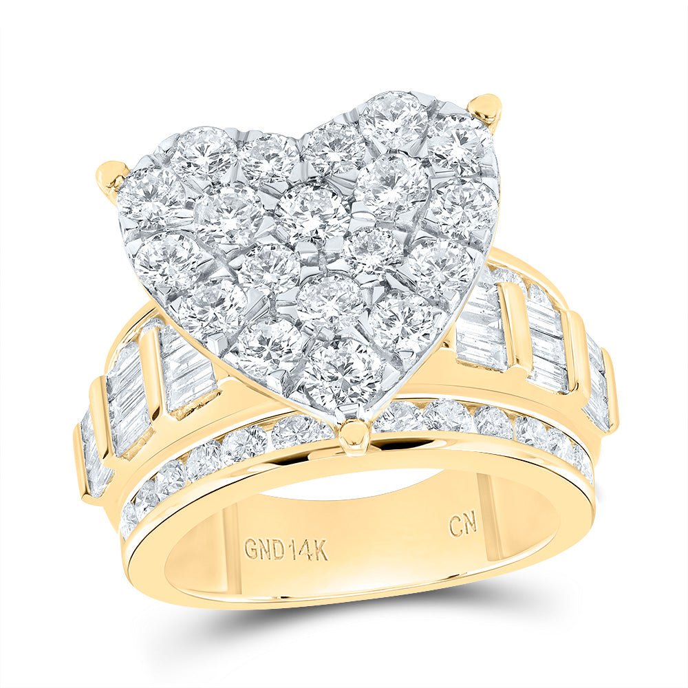 14K Yellow Gold Diamond ""Fashion Heart Ring""" 4 Cttw - Splendid Jewellery