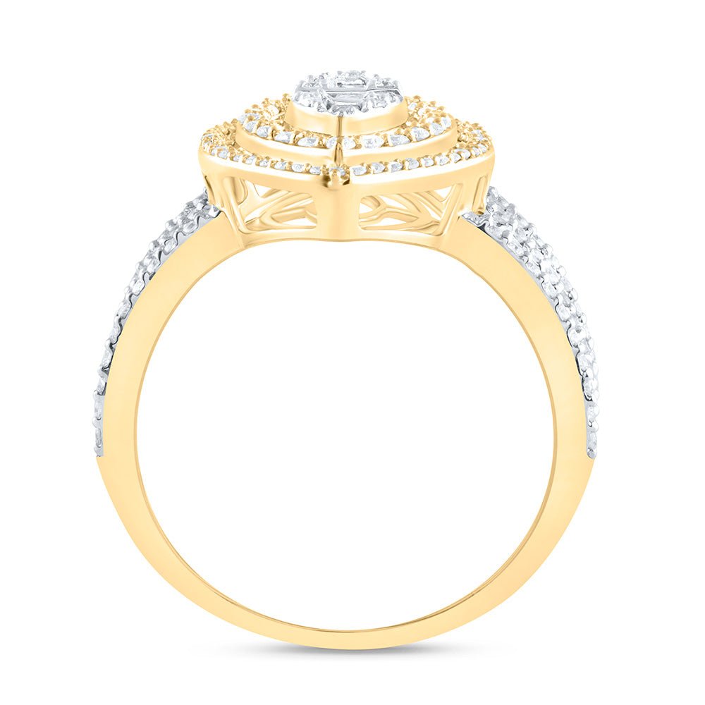 14K Yellow Gold Diamond Fashion Marquise Baguette Bridal Ring 1 3/4 Cttw - Splendid Jewellery