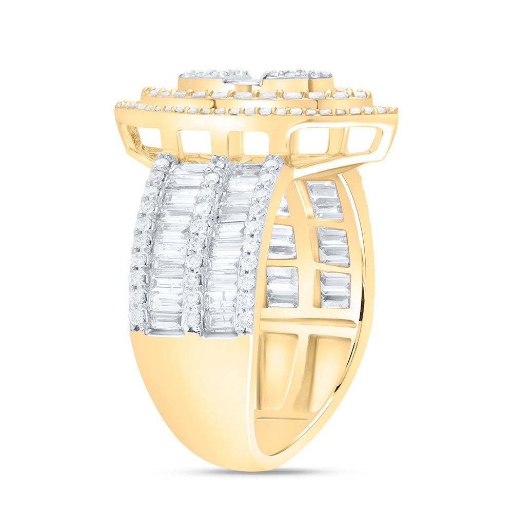 14K Yellow Gold Diamond Fashion Marquise Baguette Bridal Ring 1 3/4 Cttw - Splendid Jewellery