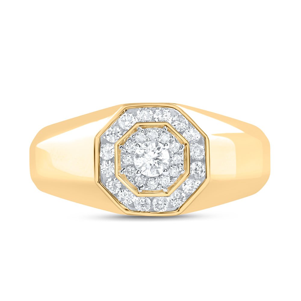 14K Yellow Gold Diamond Fashion Men's Ring 1/2 Cttw - Splendid Jewellery