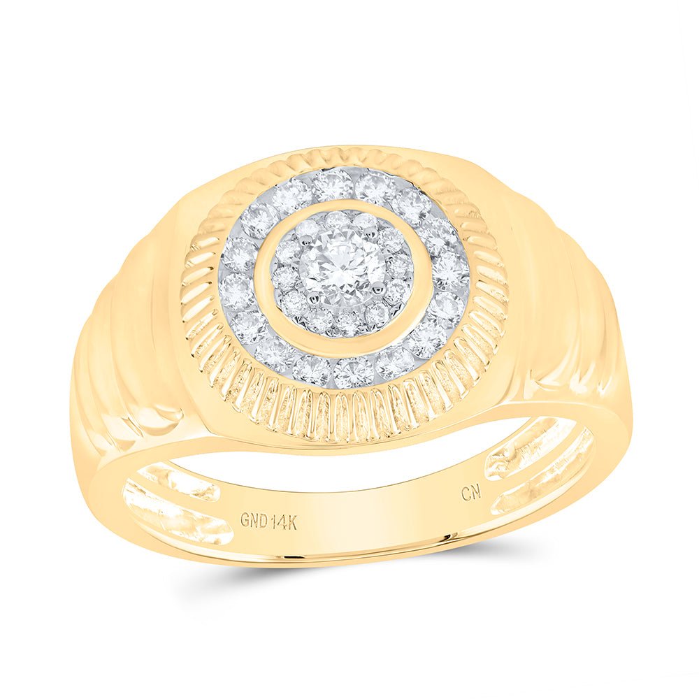 14K Yellow Gold Diamond Fashion Men's Ring 1/2 Cttw - Splendid Jewellery