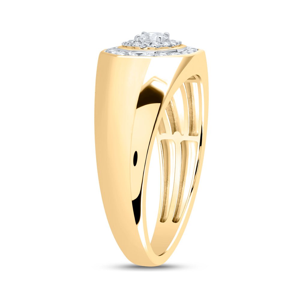 14K Yellow Gold Diamond Fashion Men's Ring 1/2 Cttw - Splendid Jewellery