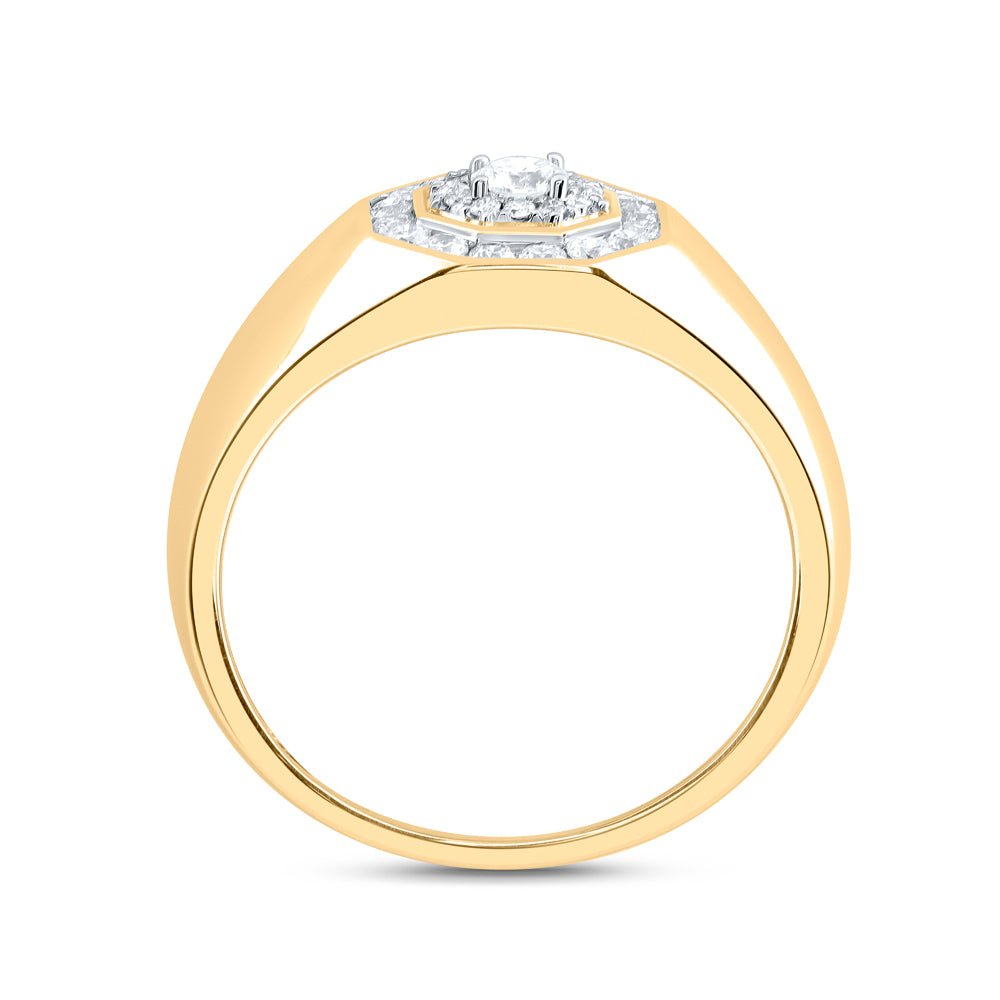 14K Yellow Gold Diamond Fashion Men's Ring 1/2 Cttw - Splendid Jewellery