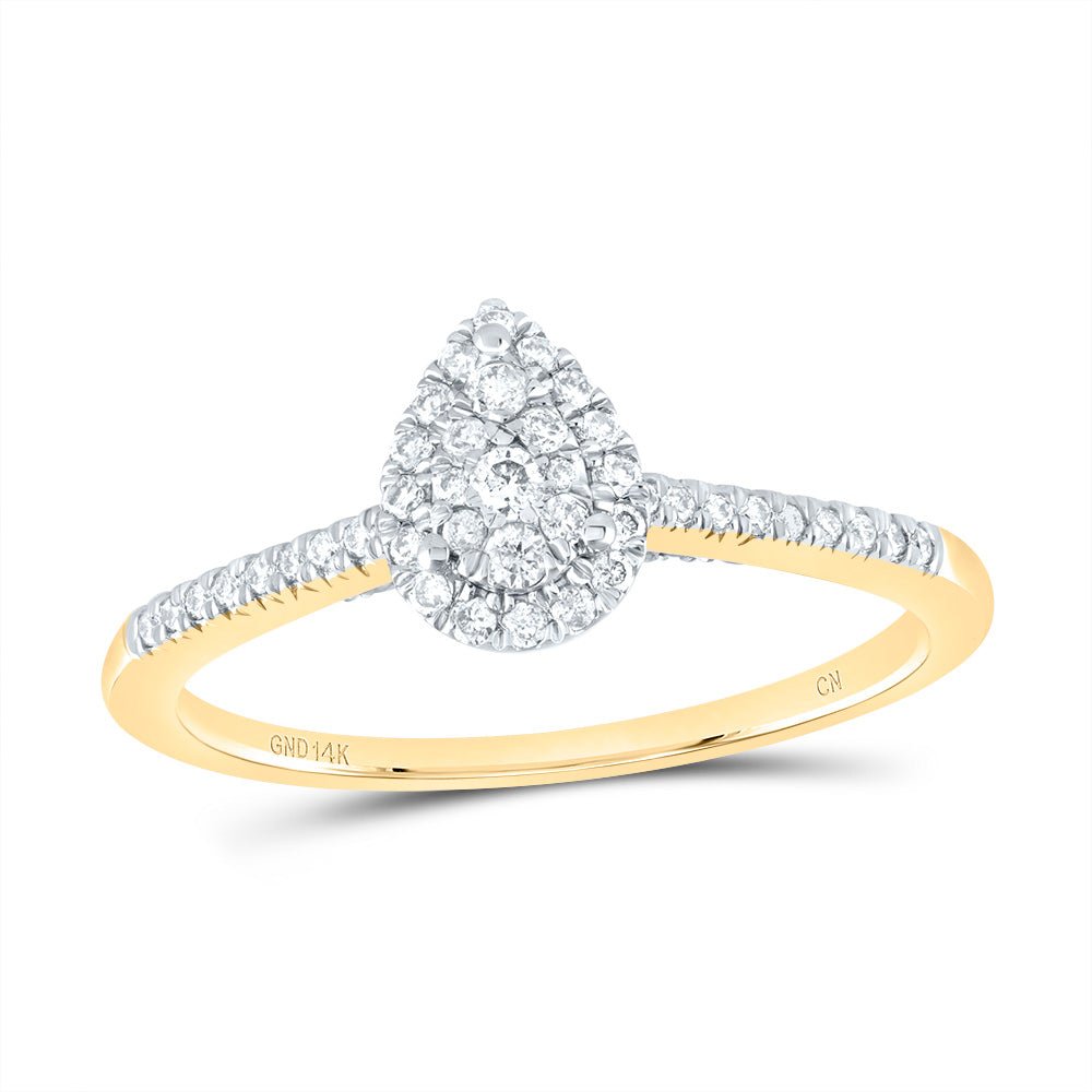 14K Yellow Gold Diamond Fashion Pear Ring 1/3 Cttw - Splendid Jewellery