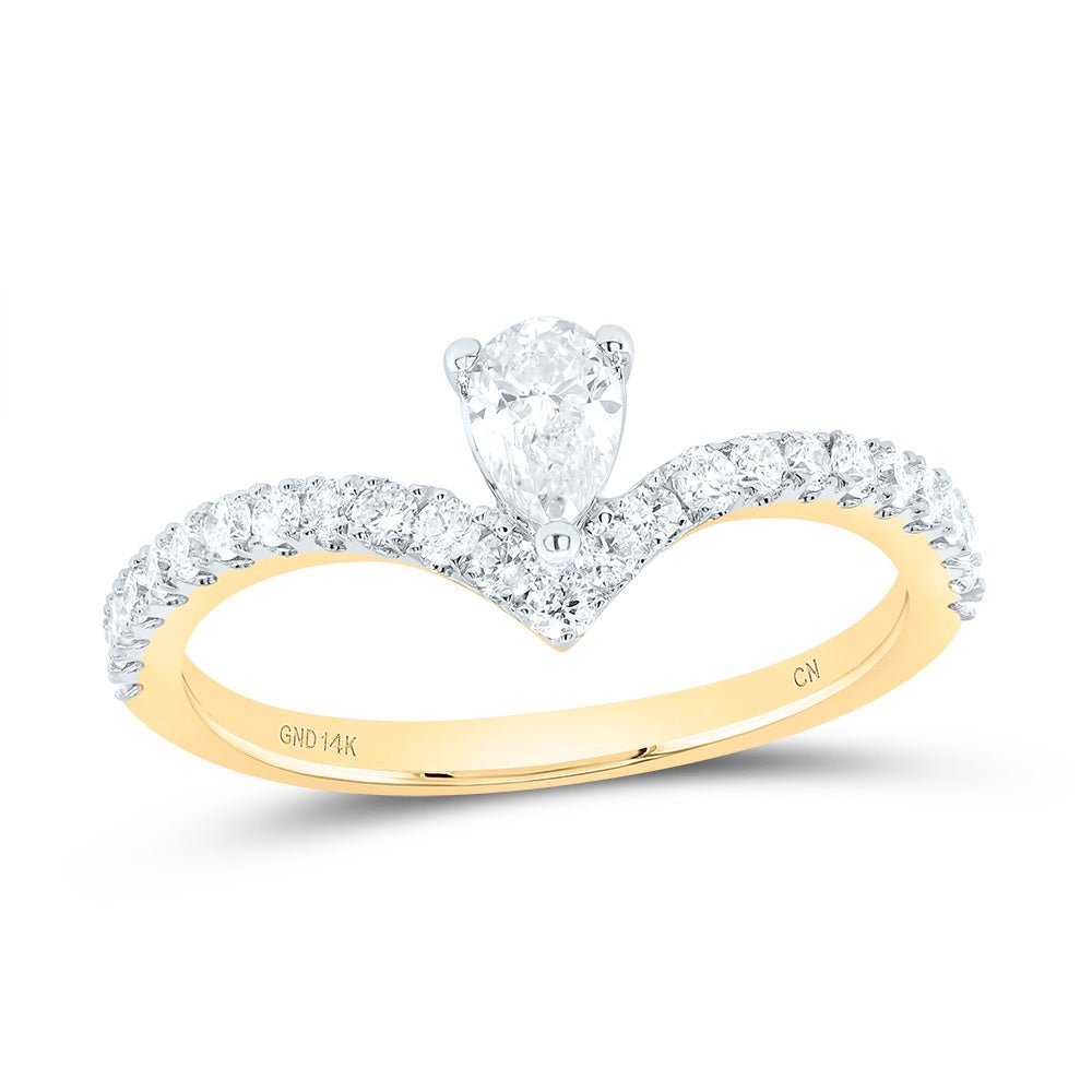 14K Yellow Gold Diamond Fashion Pear Women's Ring 5/8 Cttw - Splendid Jewellery