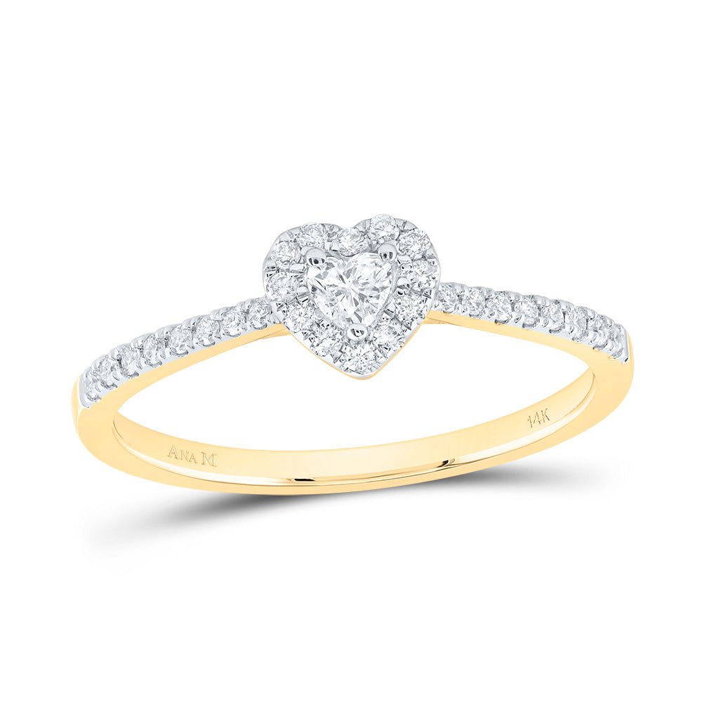 14K Yellow Gold Diamond Fashion Promise Heart Ring 1/4 Cttw - Splendid Jewellery