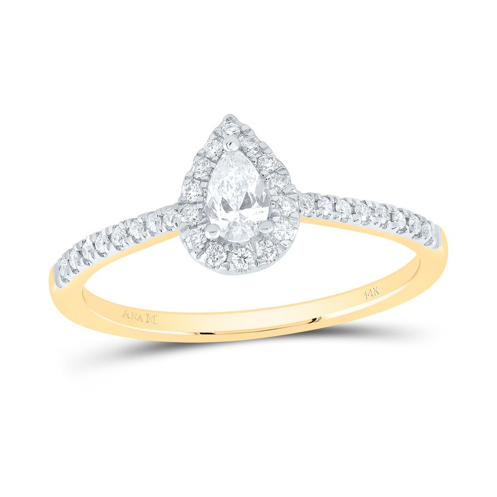 14K Yellow Gold Diamond Fashion Promise Pear Ring 1/3 Cttw - Splendid Jewellery