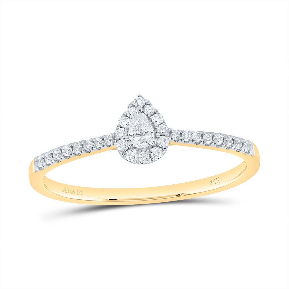 14K Yellow Gold Diamond Fashion Promise Pear Ring 1/4 Cttw - Splendid Jewellery