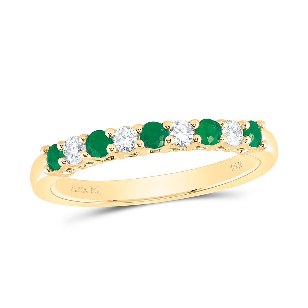 14K Yellow Gold Diamond Gemstone Band 1/6 Cttw - Splendid Jewellery
