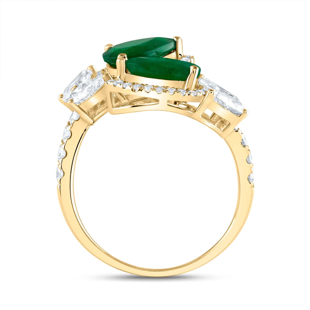14K Yellow Gold Diamond Gemstone Ring 1 3/8 Cttw - Splendid Jewellery