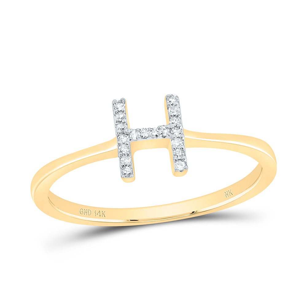14K Yellow Gold Diamond Gift Initial "H" Ring 1/20 Cttw - Splendid Jewellery
