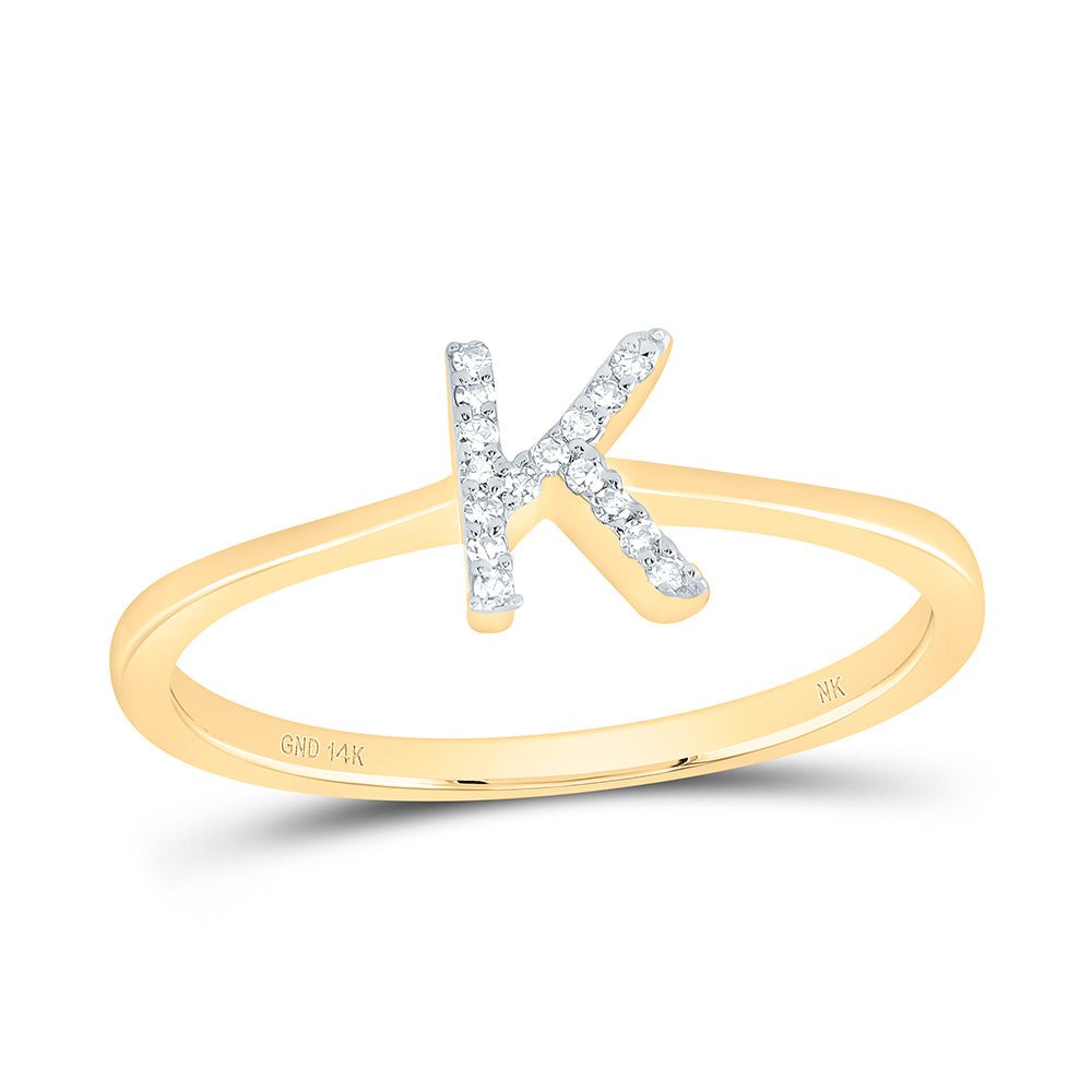 14K Yellow Gold Diamond Gift Initial "K" Ring 1/20 Cttw - Splendid Jewellery