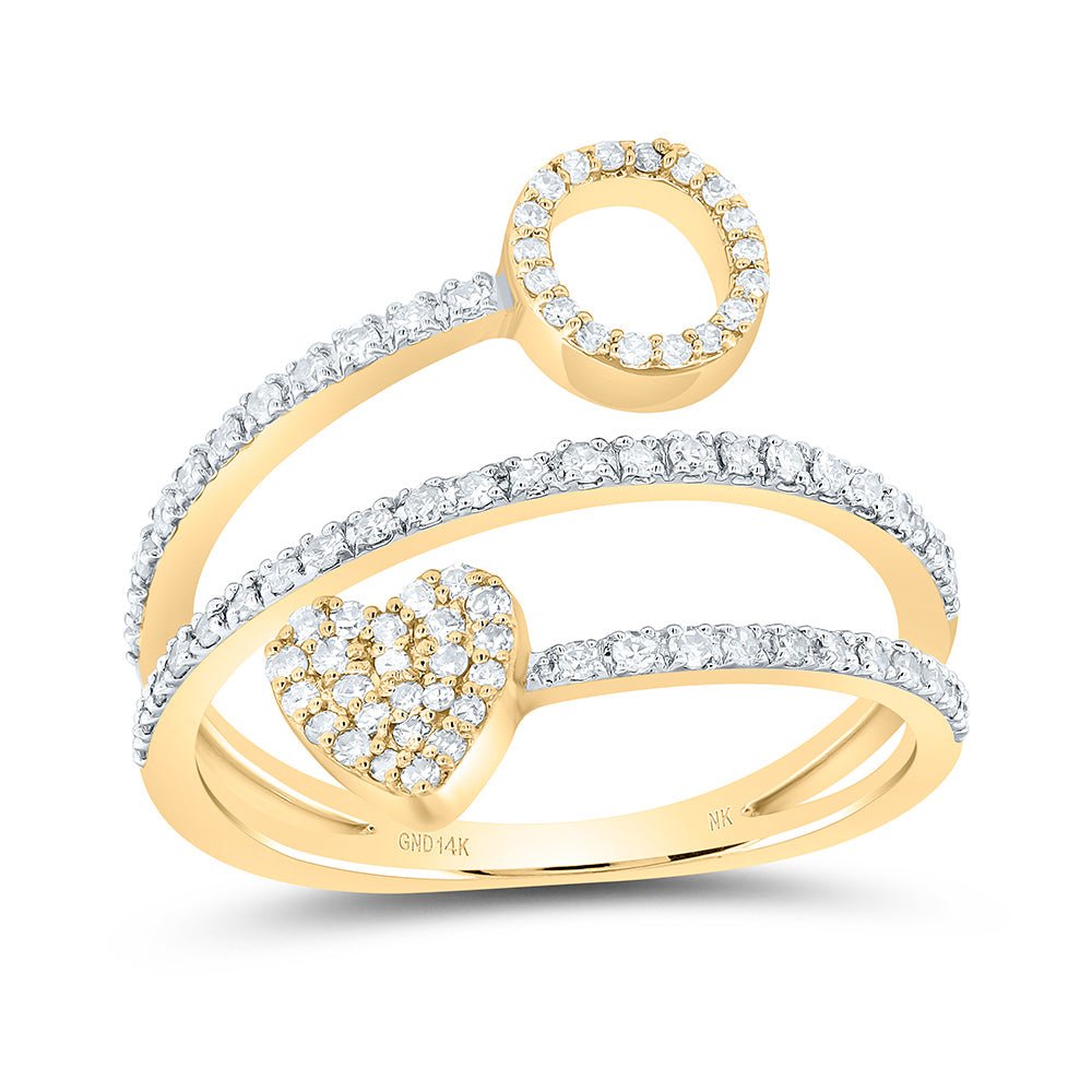 14K Yellow Gold Diamond Gift Initial "O" Heart Women's Ring 3/8 Cttw - Splendid Jewellery